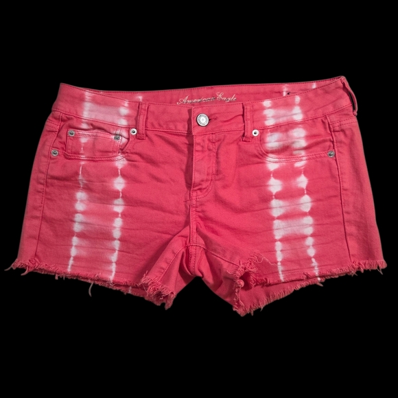 American Eagle Outfitters Pink Tie-Dye Jean Shorts Size 14 - Picture 1 of 7